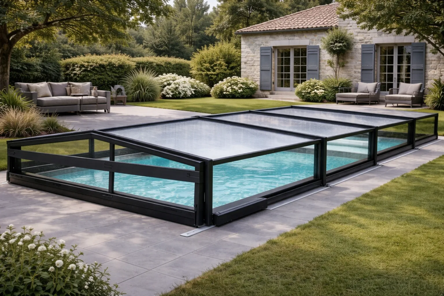 Image installation abri de piscine 1 abri piscine sur mesure
